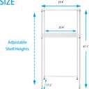Zvyteay Mini Fridge Shelf Adjustable Height Storage Shelf Metal Storage Rack Mini Fridge and Microwave Stand for Dorm, Apartments, Kitchen, Office, White, 2-tier