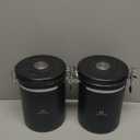 Coffee canister for ground coffee with Scoop Date Tracker One Way Co2 Valve 304 Stainless Steel Kitchen Food Airtight storage container for Coffee Beans,Grounds,Tea,Sugar (Black, 16oz)