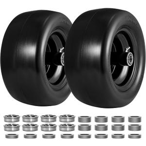 11x6.00-5" Lawn Mower Tire and Wheel Flat Free 2 PCS with 3/4" or 5/8" & 1/2" Bearings, Solid Mower Wheel, 6" - 8" Centered Hub Load 400lbs for Residential and Commercial Zero Turn Mower Tires (2)