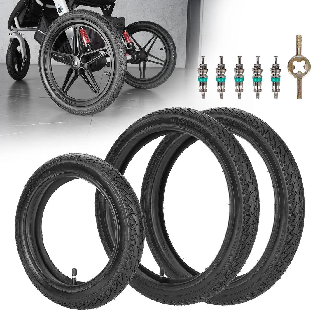 Front 12/12.51.75/2.125/2.25 and Rear 161.75/2.125 Tires and Tubes (1+2) Fit for 3-Wheeler Gear Jogging Troller Models (Both Single and Double Strollers) Including Revolution SE/Pro/Flex/SU/Ironman