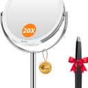 Auxmir 20X Magnifying Makeup Mirror, Double Sided 1X/20X Magnifying Mirror, Tabletop Magnified Vanity Mirror with Magnification, 360 Rotation, Stand for Dressing Table, Bathroom, Bedroom