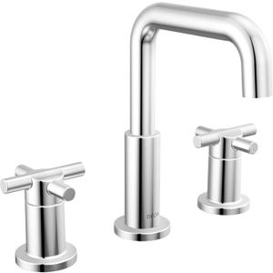 Delta Nicoli Chrome Bathroom Faucet 3 Hole, 8 Inch Widespread Bathroom Sink Faucet for Vanity, Push-Pop Drain Assembly, Chrome 35894LF