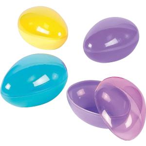 Fun Express Large Easter Eggs 12 Pack - Jumbo 7 Inch Fillable Plastic Easter Eggs for Easter Egg Hunt | Extra Large Empty Easter Eggs Bulk for Kids Party Supplies & Decorations