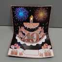 Uiorgui 40th Birthday Cards for Women, Pop Up Cake Blow Out Candle Fireworks Light and Music Black Rose Gold Happy 40th Birthday Card Gift for Women, Sister, Wife, Mom, Friends