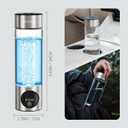 Hydrogen Water Bottle Generator - Glass Hydrogen Water Ionizer Machine, 16oz, SPE/PEM Technology, LED Display, Easy Clean, Type-C Charging for Home Office Fitness, Silver