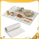 Large Stone Drying Mat for Kitchen Counter, 2416 Inch Fast Absorbent Diatomaceous Earth Dish Drying Stone, Collapsible Quick-Dry Draining Mat for Dishes Cookware Cups Any Countertop