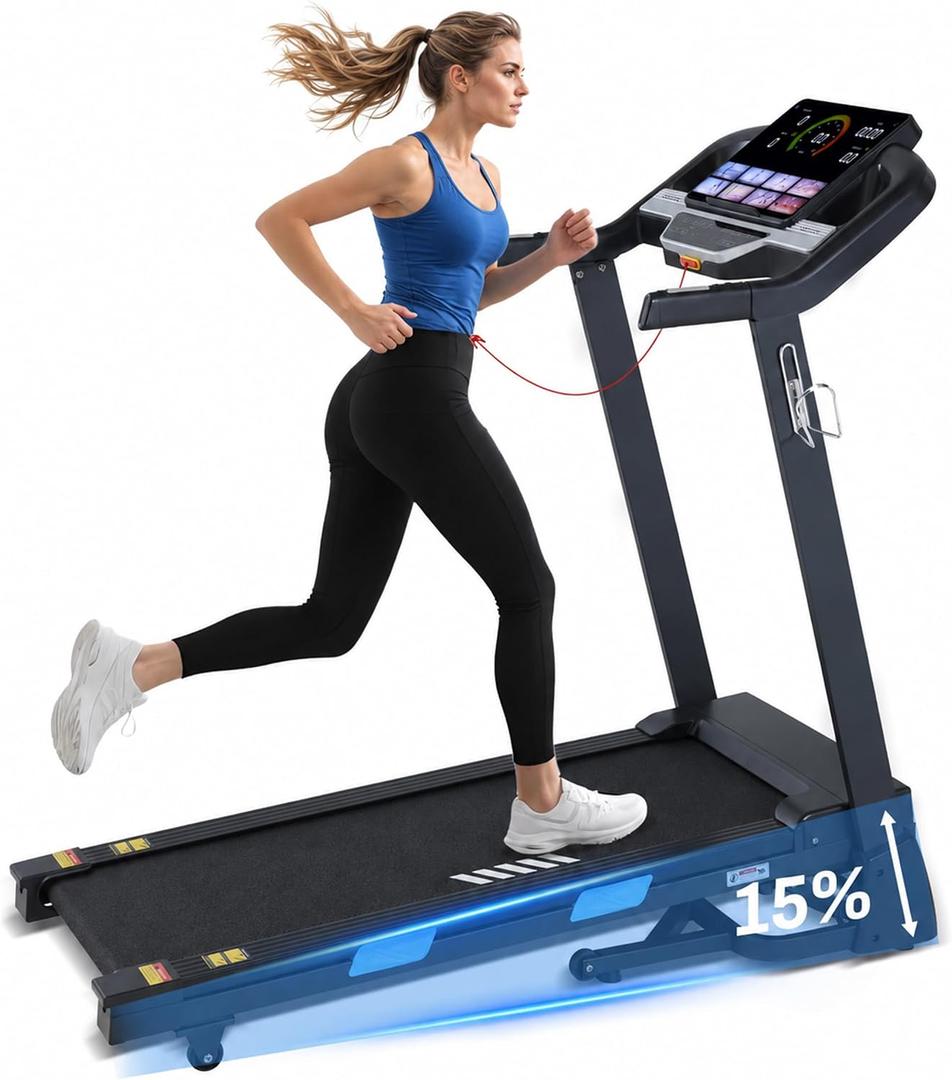 BORGUSI Auto Incline Treadmill, 3.5HP Folding Running Machine for Home