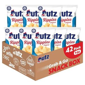 Utz Ripples Original Crispy Chips Made from Fresh Potatoes, 42 Count, Crunchy Individual Snacks to Go, Gluten Free Snacks, brand is Utz, variation theme is Flavor that is Ripples Original, Size that is 42 Count (Pack of 1) (Best By Feb 16 2026)