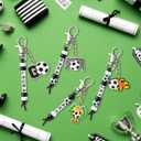 Y1tvei Soccer DIY Keychains Set - Football Beads Charms Making Kit, Create Your Own Bead Keychains with Acrylic and Cards DIY Crafts Bracelet Accessory Gift for Kids Soccer Lover Zipper Bag Hanger Key