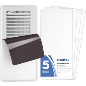 High Strength Magnetic Vent Cover for Home 5 Pack (4.84" x 10.83") for Floor, Wall and Ceiling Steel Registers, Home and RV - White