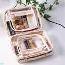 SANHECUN traveling toiletry case clear cosmetics case makeup bag (Beige, Small)