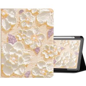 Marble Floral Case for iPad Mini, Slim Cute Folio Clear Back Cover for iPad Mini7/Mini6, G-Pink Floral with Pencil Holder