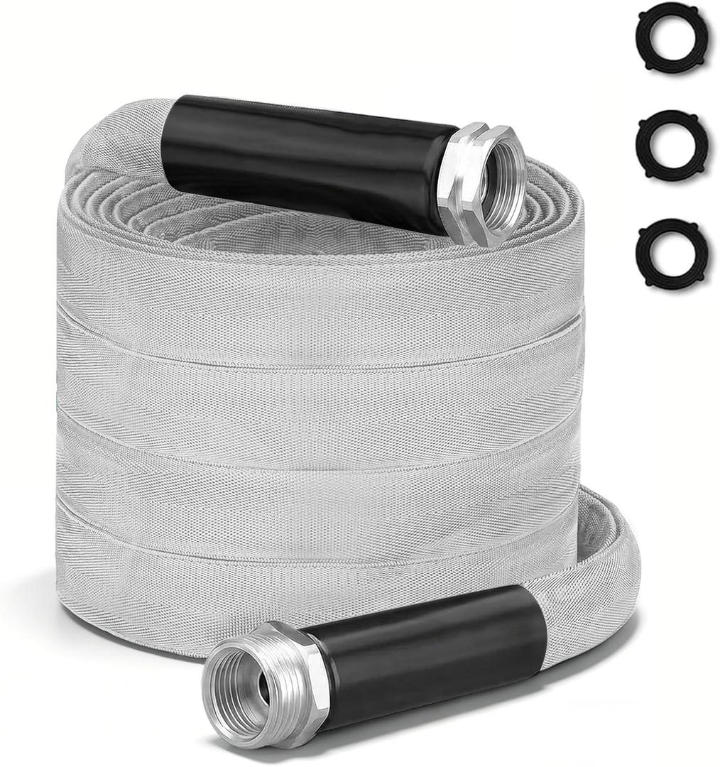 Garden Hose 50ft, Ultra-Light & Flexible Water Hose, Durable, All-Weather, Made of TPU-Drinking Water Safe, Easy to Store & Coil, Kink-Free, Camping, Car Wash, Yard, Garden and Home, Gray