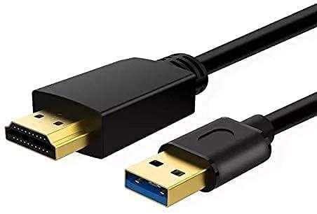 USB to HDMI Adapter Cable 6.6FT, USB to HDMI Cable Male to Male Full 1080P HD Display Cable Audio Video Converter Cord for PC/Laptop to Monitor/HDTV/Projector Only for Windows XP/7/8/8.1/10