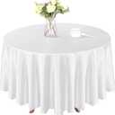 Homiest 1 Pack 84 Inch / 7ft Round Tablecloth Satin Table Cover, White Table Cloth Overlay Bright Table Decorations, Silky Satin Dining Table Cloths for Wedding Reception Graduation Banquet