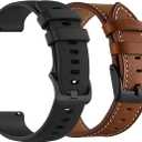 22mm Watch Bands Compatible for Fossil Gen 6/5E 44mm Bands Silicone+Leather, Replacement Sport Strap+Leather Strap for Fossil Gen5 Men's Carlyle Garrett/Women's Julianna Smart Watch