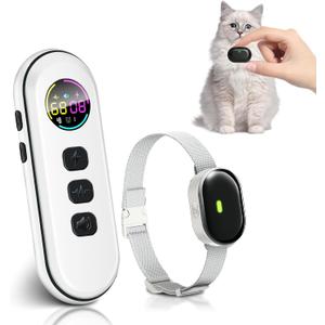 UltraSmall Cat Training Collar, UltraLight & Thin Cat Shock Collar with 1300ft Remote, 198Level Precise Control, Designed for Cats & Small Dogs, Waterproof, Rechargeable (Beige)