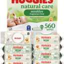 Huggies Natural Care Sensitive Baby Wipes, Unscented, Hypoallergenic, 99% Purified Water, 10 Flip-Top Packs (560 Wipes Total)