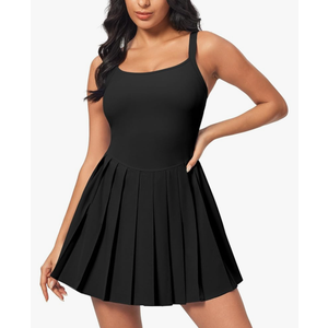 IUGA Tennis Dresses for Women with Shorts Easy Pezzy Athletic Dress for Women Adjustable Straps Workout Dress Removable Pads, 