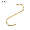 HARFINGTON 6pcs Long S Hooks 4 Inch Extra Long Metal S-Shaped Hanging Hooks High Manganese Steel S Hanger Storage Organizing Tool for Kitchen Garden Bathroom Garage Closet, Gold Tone