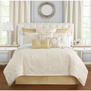 Waterford Valetta Queen Comforter Set, Ivory, 6PC