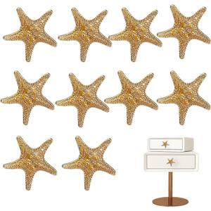 10 Pcs Gold Cabinet Knobs,Zinc Alloy Starfish Drawer Knobs,Cabinet Hardware,for Drawer Bathroom Closet Wardrobe Dresser Cabinet (Starfish)