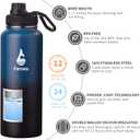 Farsea Insulated Water Bottle With Paracord Handle, Protective Silicone Boot and 2 Lids (Straw Lid & Spout Lid), Stainless Steel Water Bottle Wide Mouth, Double Wall Sweat-Proof BPA-Free, 40 oz