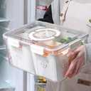 Taiuloo Airtight Fruit Storage Containers for Fridge with Lid & Handle, BPA-Free Snack Box Container with 4 Removable Colanders, Berry Vegetable Fresh Produce Saver, Clear Refrigerator Organizer Bins