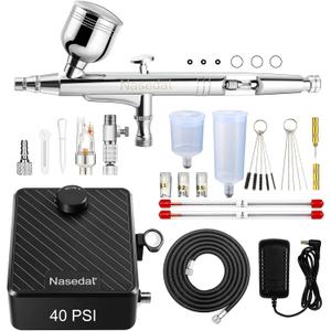 Airbrush kit 40PSI Air Compressor Dual-Action Air Brush for Model Paint Car Nail Makeup Cake Decoration Art Drawing Craft Tattoo