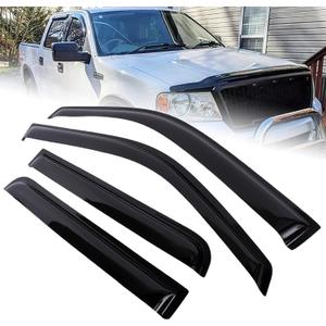 4Pcs Tape-on Type Side Window Rain Guards Deflectors Visors Vent Shades Car Accessories Compatible with Ford F150 Supercrew Cab 2004-2008, Lincoln Mark LT 2006-2008 (For Ford F150 Supercrew Cab Models 2006-2008)