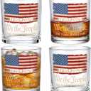 Mumufy 4 Pack 10oz 250th Anniversary Whiskey Rocks Glasses Old Fashioned Glass Drinkware 1776-2026 Patriotic Distressed Vintage American Flag We the People Design, USA Commemorative Gift
