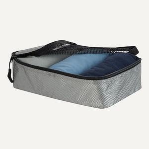 Amazon Essentials 2-Piece Packing Cubes Travel Accessories Set, Space-Saving Luggage Organizer with Double Zipper, Mesh Top, Small, Gray