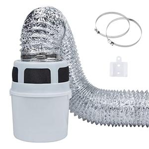 VIWINVELA 3 IN 1 Indoor Dryer Vent Kit Filter Bucket for Electric Dryer with 4-Inch by 5-Feet Proflex Duct (Silver)