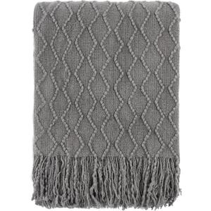 BATTILO HOME Dark Grey Throw Blanket for Couch, Textured Solid Soft Sofa Throw, Knitted Decorative Grey Blanket, 50"x60"
