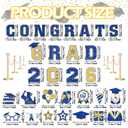 Landhoow 30 Pcs Graduation Car Magnets 2026 Senior Graduation Car Decoration Bumper Sticker Congrats Grad Magnet Magnetic Refrigerator Decal for Grad Parade Party Supplies(Blue, Gold)