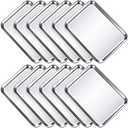 Potchen 12 Pcs Baking Sheet Pan Set 9 x 6.7 x 1 Inches Cookie Sheet Small Toaster Oven Pans Stainless Steel Tray Barbecue Grill Pan Rectangle Trays Oven, Non-stick, Easy Clean