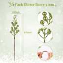 HOHOTIME 36Pcs Christmas Glitter Berries Stems, Light Avocado Green 9.5 Inch Artificial Christmas Tree Picks for Christmas Tree Decorations Ornaments DIY Crafts Vases Holiday Wedding Home Xmas Decor