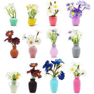 Cute Magnets for Fridge, Flower Pot Tiny Plant Mini Vase Magnet,Fridge Magnets for Kitchen Refrigerator Office Locker Decoration (12)