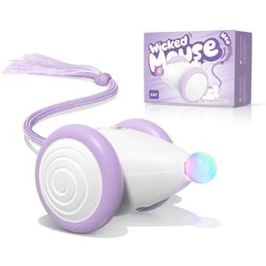 Hoochii Interactive Cat Toys for Indoor Cats - Automatic Moving Kitten Toys, Wicked Mouse Neo Cat Toy with Tail & Lights, Pet Cat Supplies, Rechargeable Cat Toys for Bored Indoor Adult Cats, Purple