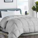 COHOME Oversized King Size Comforter, All-Season Quilted Down Alternative Duvet Insert, Luxury Hotel GentleSoft Comforter with Anti-Clump Tech & 8 Tabs - Reversible - Light Grey 98 x116 inches