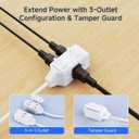 [ETL Listed] Cable Matters 2-Pack 16 AWG 2 Prong Extension Cord 6 ft, 13A 3-Outlet Extension Cords with Tamper Guard, 13 Amp, 1625 Watts, White