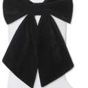 JKSVE 20 inch White Velvet Christmas Stocking, Large Decorative Bow Design, Holiday Party Decor for Fireplace Mantel Gifts,Black