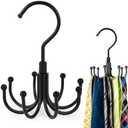 BigOtters Rotatable Belt Rack Closet Organizer Hanging Holder Storage Hook for Belt Bra Tank Top Tie Scarf Purse Black Pack of 2