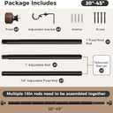 Wood Curtain Rods for Windows 30 to 45 Inch, 1 Diameter Drapery Rod with Imitation Wood Grain Finials, Adjustable Heavy Duty Curtain Rod Set, Indoor/Outdoor Modern Curtains Rods