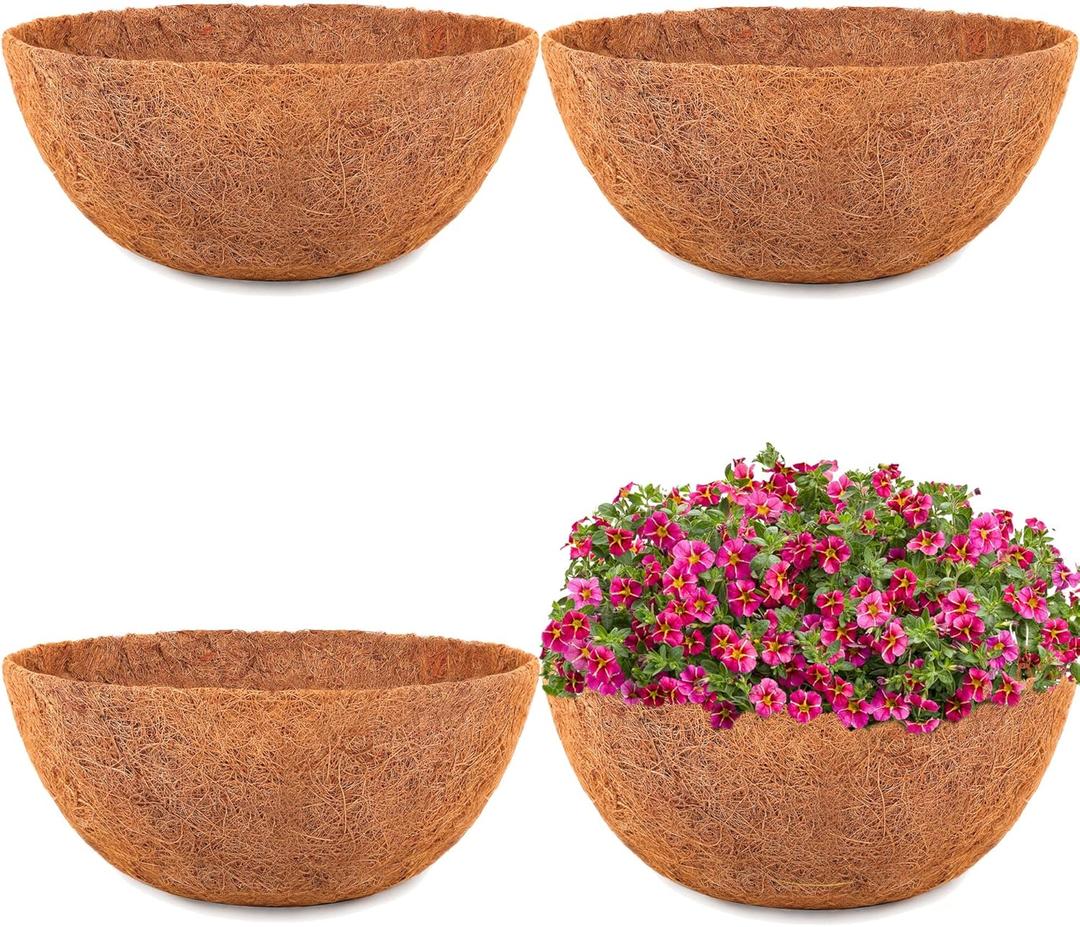 HFHOME 4PCS 12" Round Coco Liner Thick Coco Fiber Replacement Liner