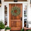 Artificial Christmas Wreath for Front Door - 24 Inch Winter Wreaths with Gold Berries & Frosted Apples Faux Greenery for Wall Window Porch Farmhouse Home Holiday Indoor Outdoor Decor