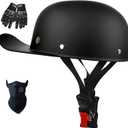 Baseball Cap Motorcycle Helmet, DOT Approved Vintage Open Face Unisex-Adult Half Helmets for Scooter Moped Cap Street Cruiser (Matte Black, Medium)