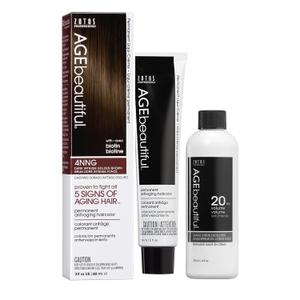 AGE beautiful Permanent Hair Color Dye Liqui Creme | 100% Gray Coverage | Anti-Aging Haircolor | Biotin for Thicker, Fuller, Healthier Hair | Professional Salon Coloring (4NNG Dark Intense Golden Brown)