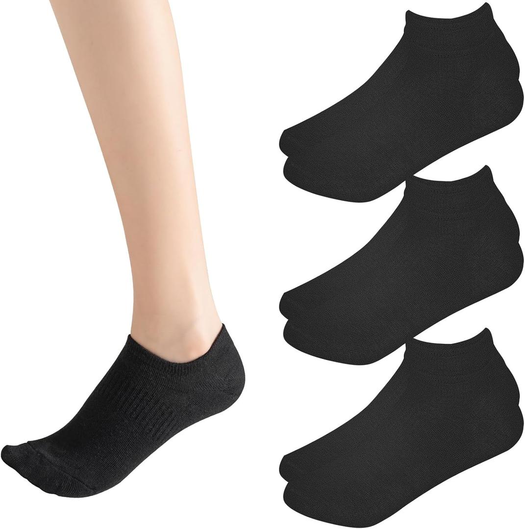4 x Sunm Boutique No Show Socks Womens Low Cut & Non Slip, Invisible Liner Casual & Formal Socks, Flat Boat Line 3 Pairs (Black, S)