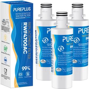 PUREPLUS ADQ747935 Replacement for LG LT1000P, Kenmore 9980, LT1000, LT1000PC, MDJ64844601, ADQ74793501, ADQ74793502, LMXS28626S, LMXS30796S, Refrigerator Water Filter, Model: RWF4700AC, 3Pack, Activated Carbon